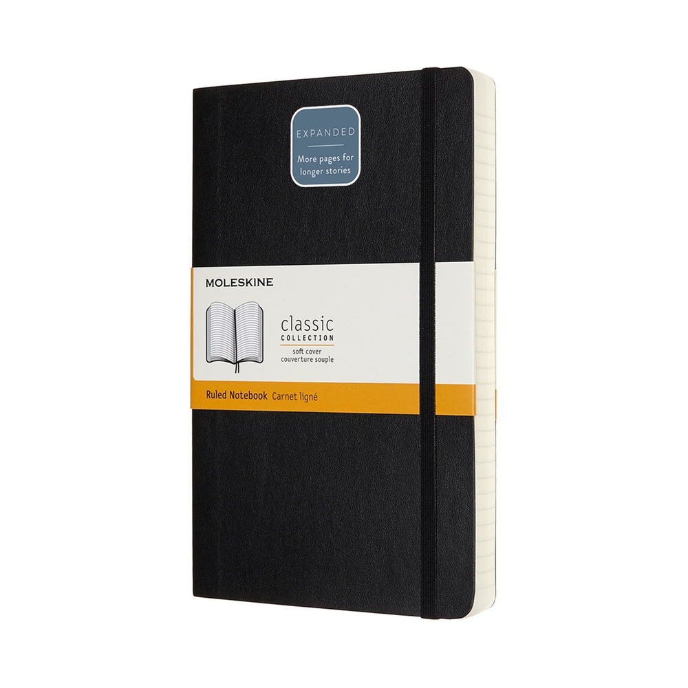 Блокнот в линейку Moleskine CLASSIC SOFT EXPENDED QP616EXP 13х21см, 400 стр. мягкая обложка, черный  #1