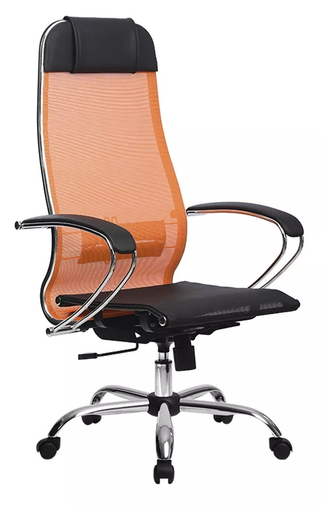 Кресло компьютерное, для руководителя Samurai S 1.04/ Метта Комплект-4 131/003, сетка, оранжевый  #1