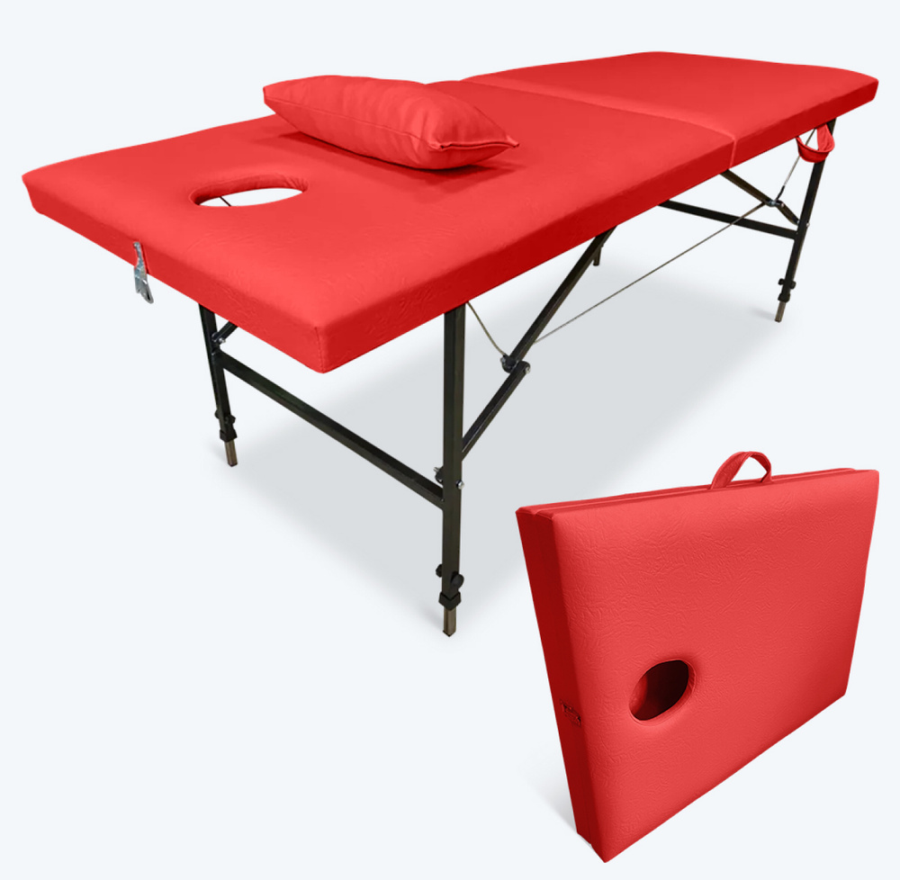 Массажный стол складной 190х70 и регулировкой высоты 65-85 см Красный Fabric-stol  #1