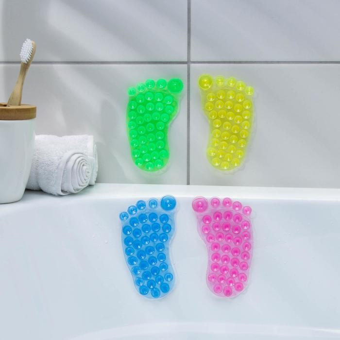Мини-коврик для ванны "Нога", 7,5х12 см, цвет МИКС, 20 штук #1