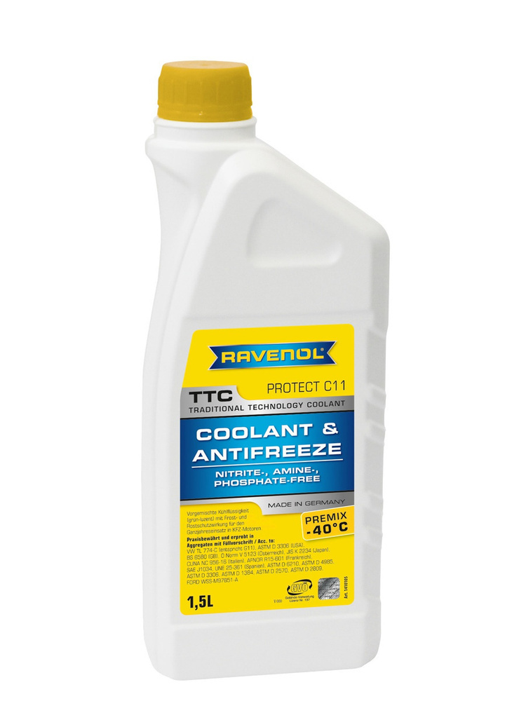 Антифриз готовый к прим. жёлтый RAVENOL TTC Traditional Technology Coolant Premix ( 1,5л)  #1