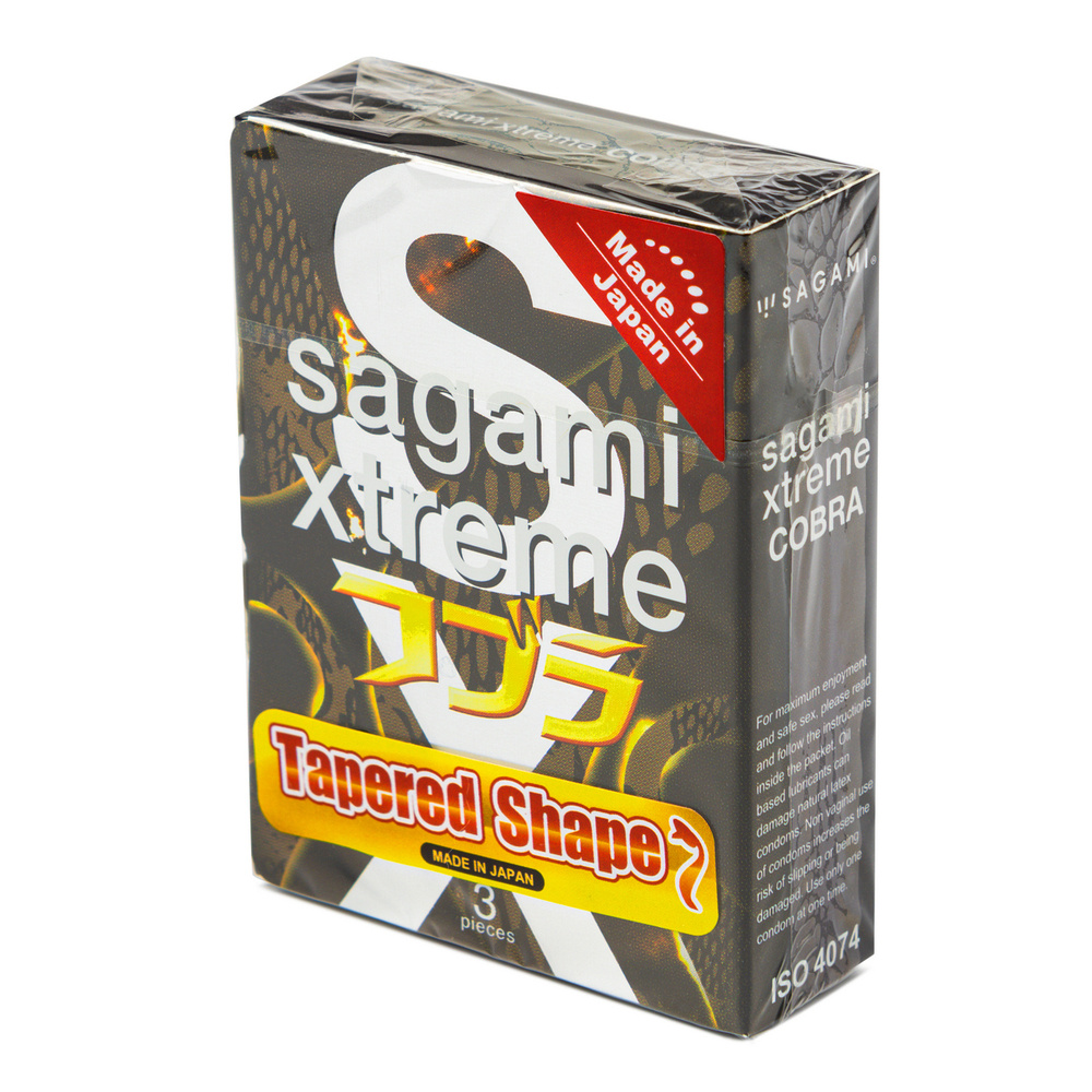 Sagami Xtreme Cobra - 3 шт. Конусообразные презервативы суженные к основанию  #1