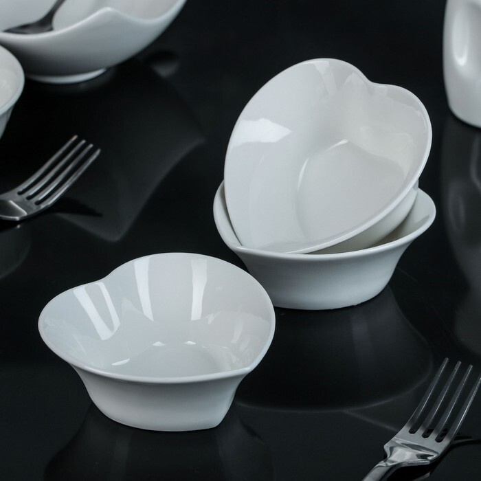 Набор салатников керамический "Сердца", 150 мл, 10 9,5 3,5 см, 3 предмета в наборе  #1