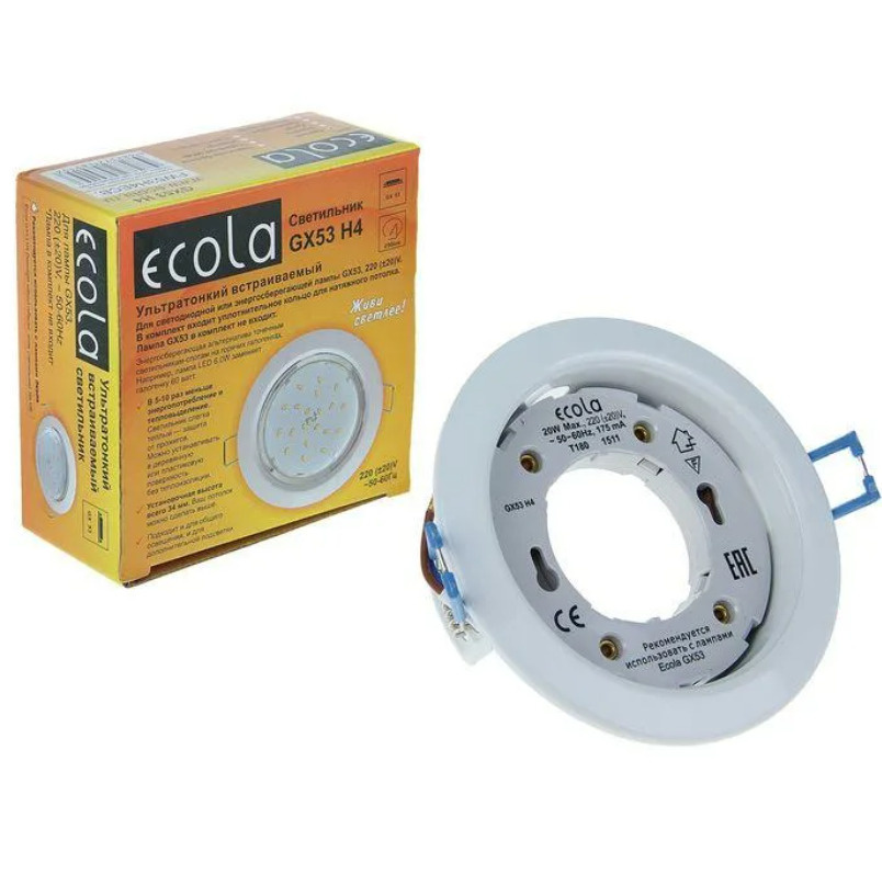 Ecola GX53 H4 Downlight without reflector_white (светильник) 38x106 #1