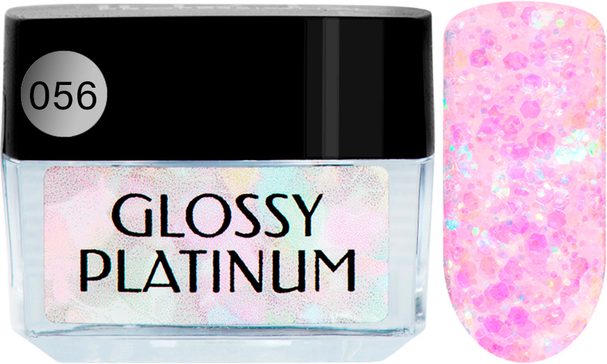 IRISK Гель-лак с блестками Glossy Platinum, № 56 розовый, 5 мл #1