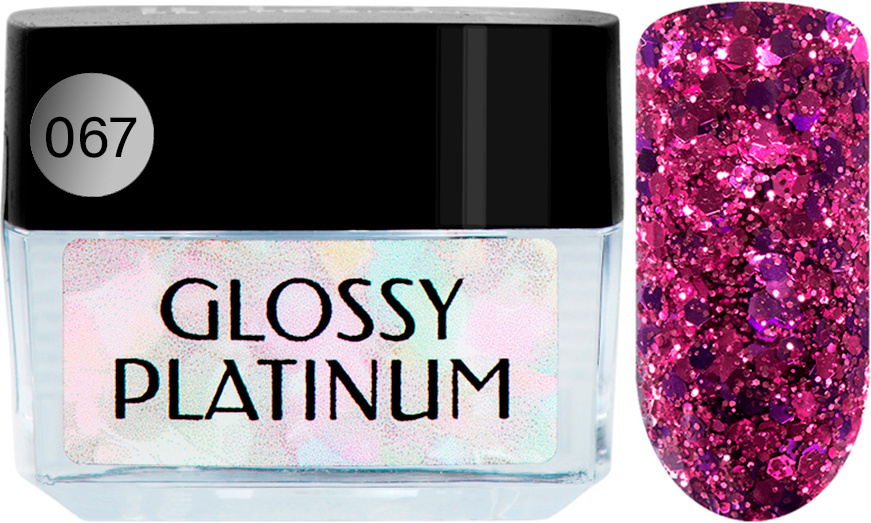 IRISK Гель-лак с блестками Glossy Platinum, № 67 розовый, 5 мл #1