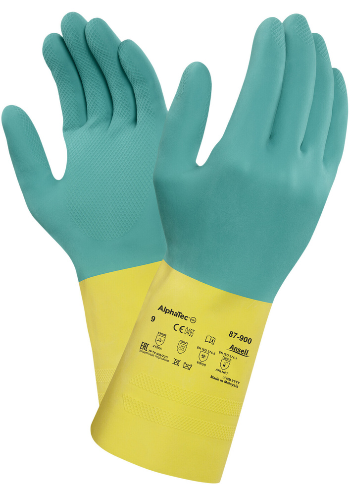 Перчатки Ansell 87-900 AlphaTec Bi-Colour химостойкие, размер 9 #1