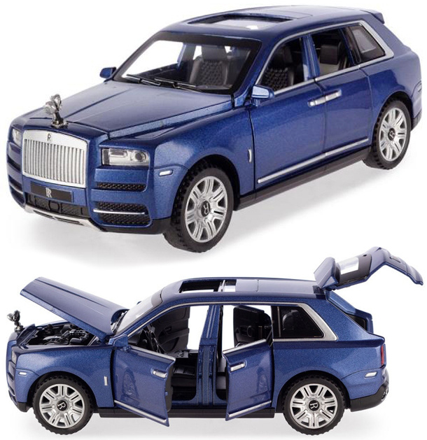 Металлическая машинка 1:32 "Rolls-Royce Cullinan" 16 см, инерционная, свет, звук / Синий / Newao Model #1