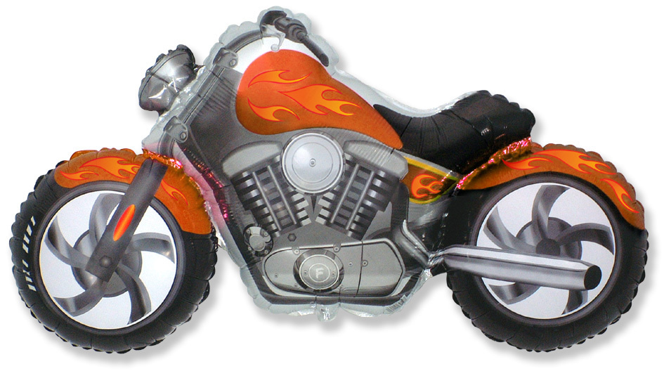 Воздушный шар, яркий, фольгированный, фигурный, Фигура Байк (техника, машинки) Оранжевый, 114см, 1 шт #1