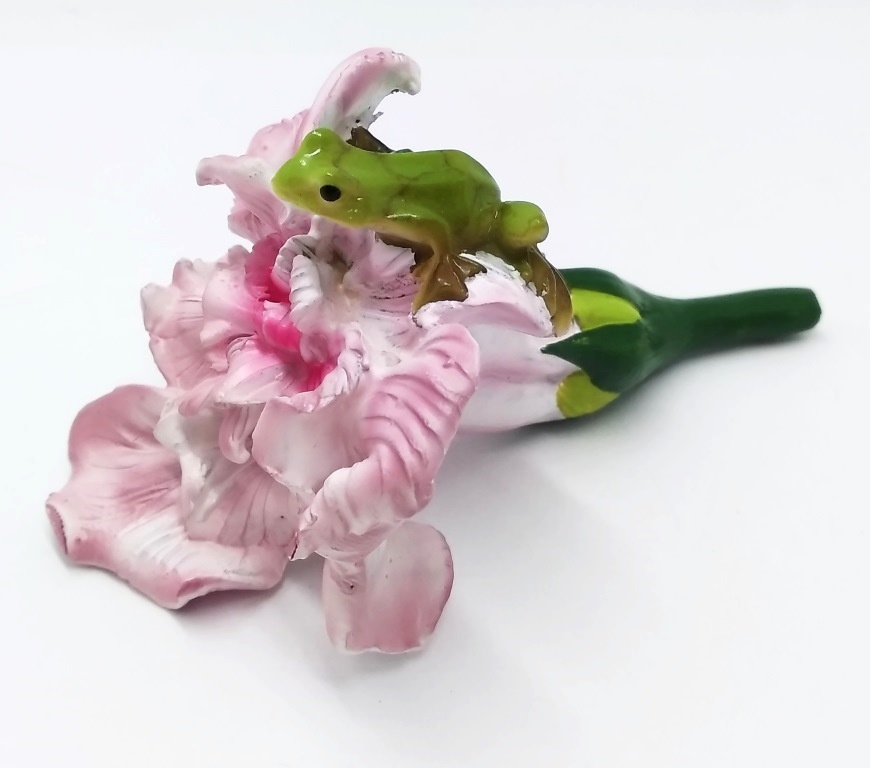 Статуэтка Лягушка на цветке 14см полимерная #1