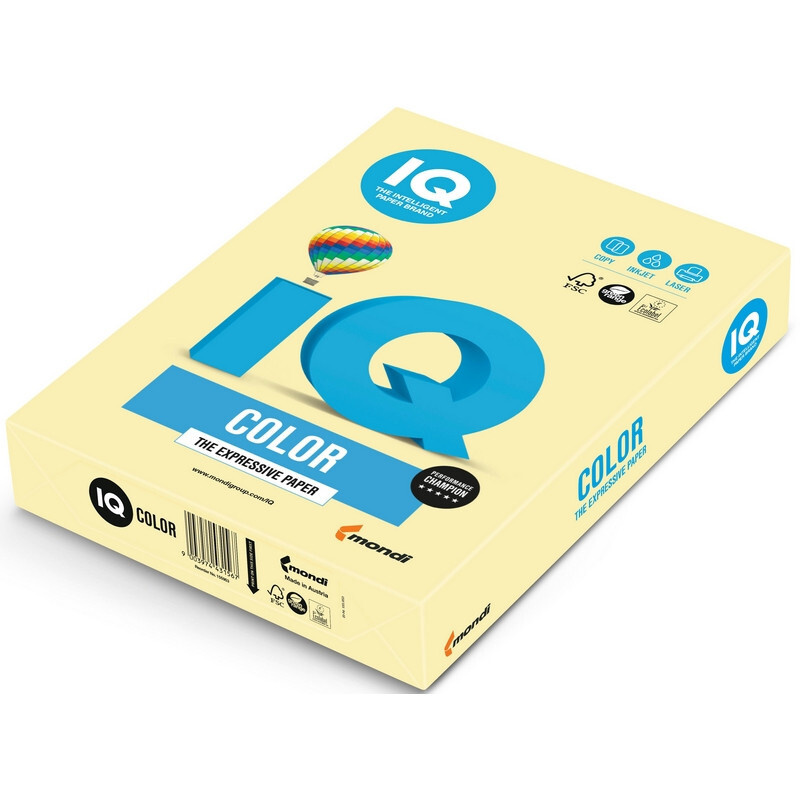 Бумага IQ Color 80г Pale YE23 (желтый) офисная цветная 500л. для всех видов принтеров и творчества, в #1