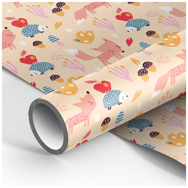 Упаковочная бумага MESHU Fox and Hedgehog, глянцевая 70x100 см. #1