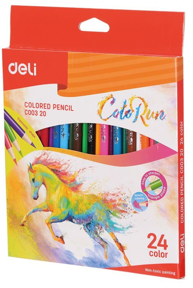 Карандаши цветные Deli ColoRun EC00320 тополь 24цв. коробка/европод.  #1