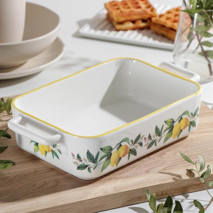 Форма для выпечки прямоугольная "Лимон", 27х15 см / Посуда для дома / Стеклянная посуда / Столовая посуда #1
