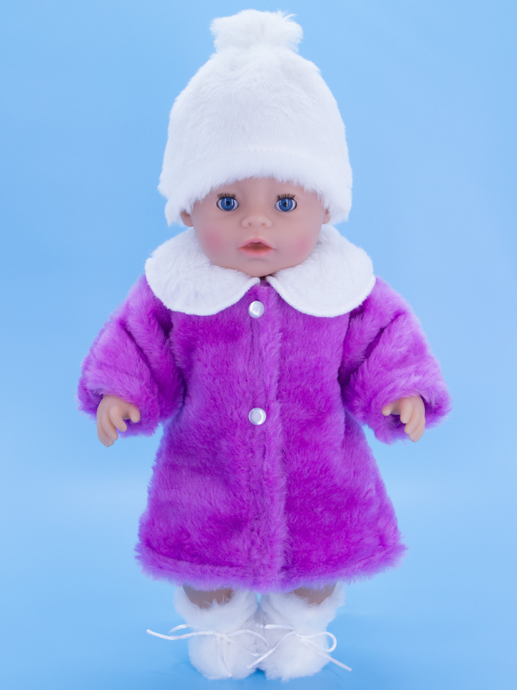 Одежда для кукол Модница Шубка для пупса Беби Бон (Baby Born) 43 см сиреневый  #1