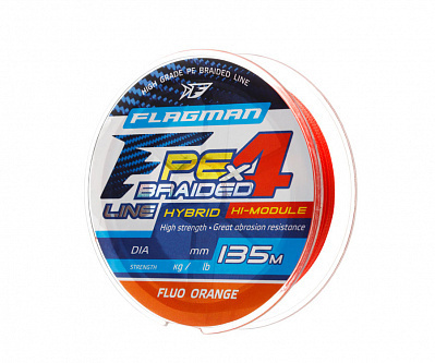 FLAGMAN Шнур PE Hybrid F4 135м FluoOrange 0,10мм 4,6кг 10lb #1