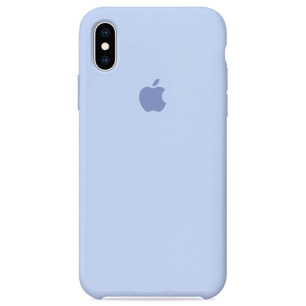 Силиконовый чехол для смартфона Silicone Case на iPhone Xs MAX / Айфон Xs MAX с логотипом, бело-голубой #1