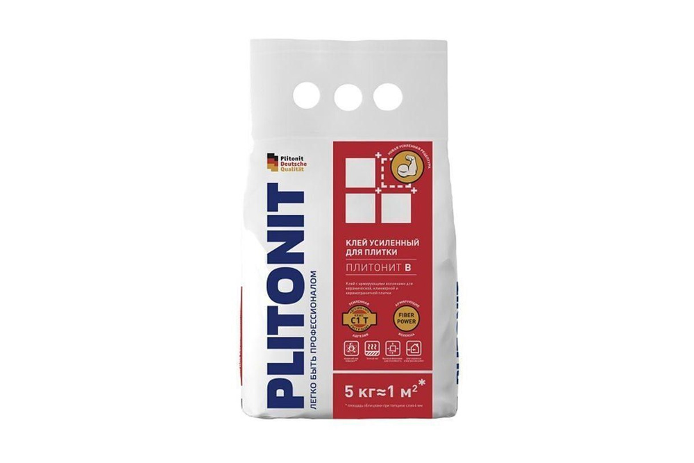 Plitonit Клей для плитки (С1 Т) усиленный 5 кг #1