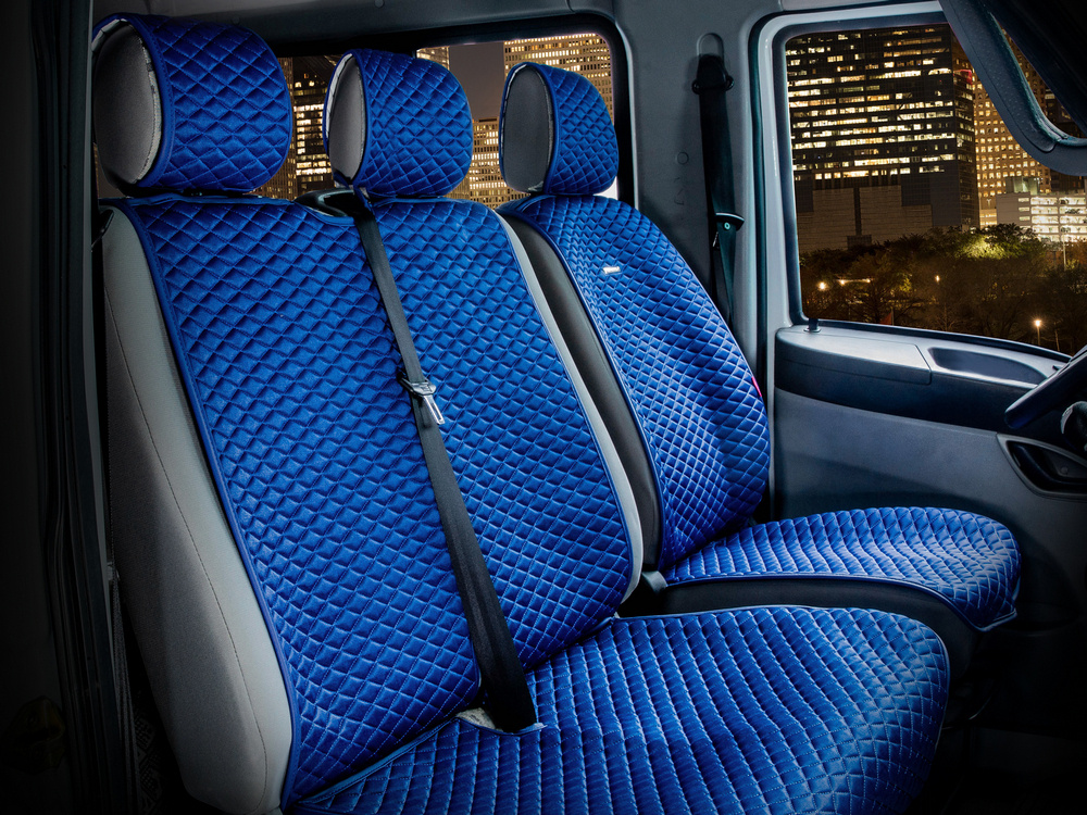 Комплект накидок передние на сиденья автомобиля CarFashion PALERMO VAN для коммерческого транспорта синий #1