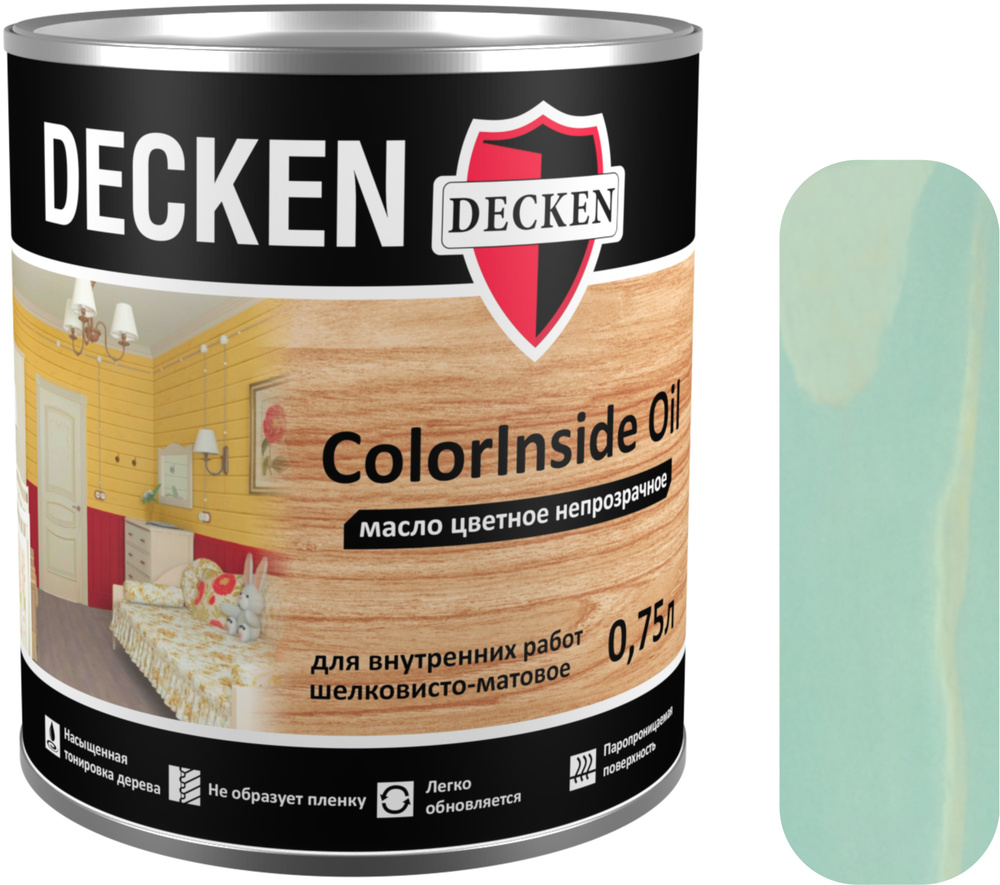 Масло для дерева DECKEN ColorInsidе Oil, 0,75, PROVENCE мята (PROVENCE 3), цветное непрозрачное масло #1