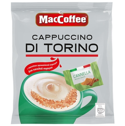 Кофе растворимый MacCoffee "Cappuccino di Torino с корицей", КОМПЛЕКТ 20 пакетиков по 25 г  #1