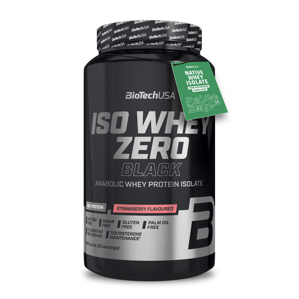 Сывороточный протеин изолят BiotechUSA Iso Whey Zero Black 908 г клубника  #1