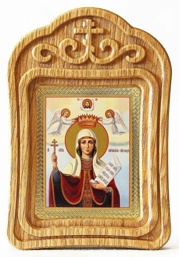 Великомученица Параскева Пятница, икона в резной деревянной рамке  #1