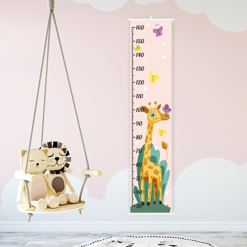 Ростомер детский "Жираф С Бабочками" на стену подвесной 30 х 140 см / для девочки / для мальчика / для #1