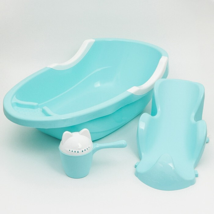 Набор для купания детский: ванночка 86 см., горка, ковш -лейка, цвет голубой  #1