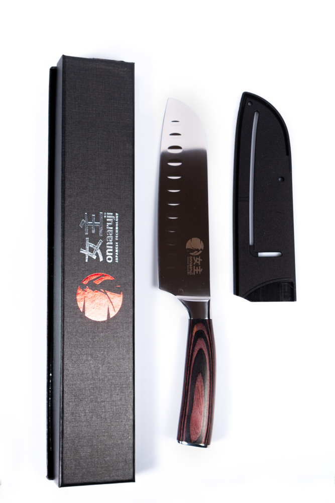 Нож кухонный японский Сантоку, поварской, универсальный, шеф нож Onnaaruji. Профессиональный. Длина лезвия #1