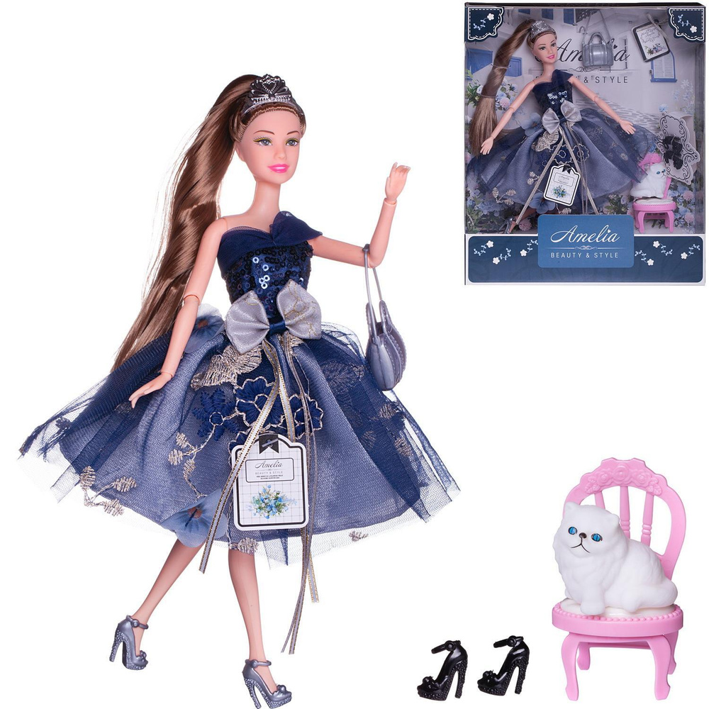 Кукла ABtoys "Вечерний раут" с диадемой в платье с двухслойной юбкой, русые волосы 30см  #1