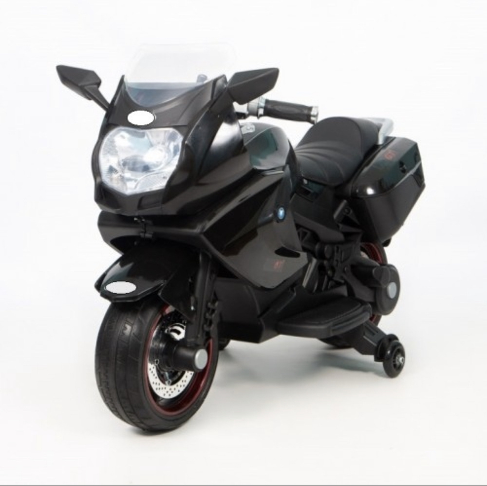 Электромотоцикл BMW 45384 аккумуляторный детский двухколесный со светом и звуком(черный)  #1