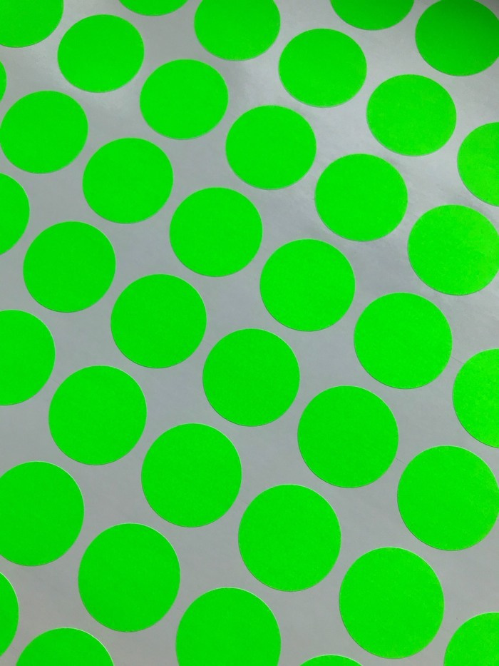 Тэги универсальные (наклейка бумажная круглая, цвет кислотно-зеленый, без печати, Д30 мм) 20 шт  #1