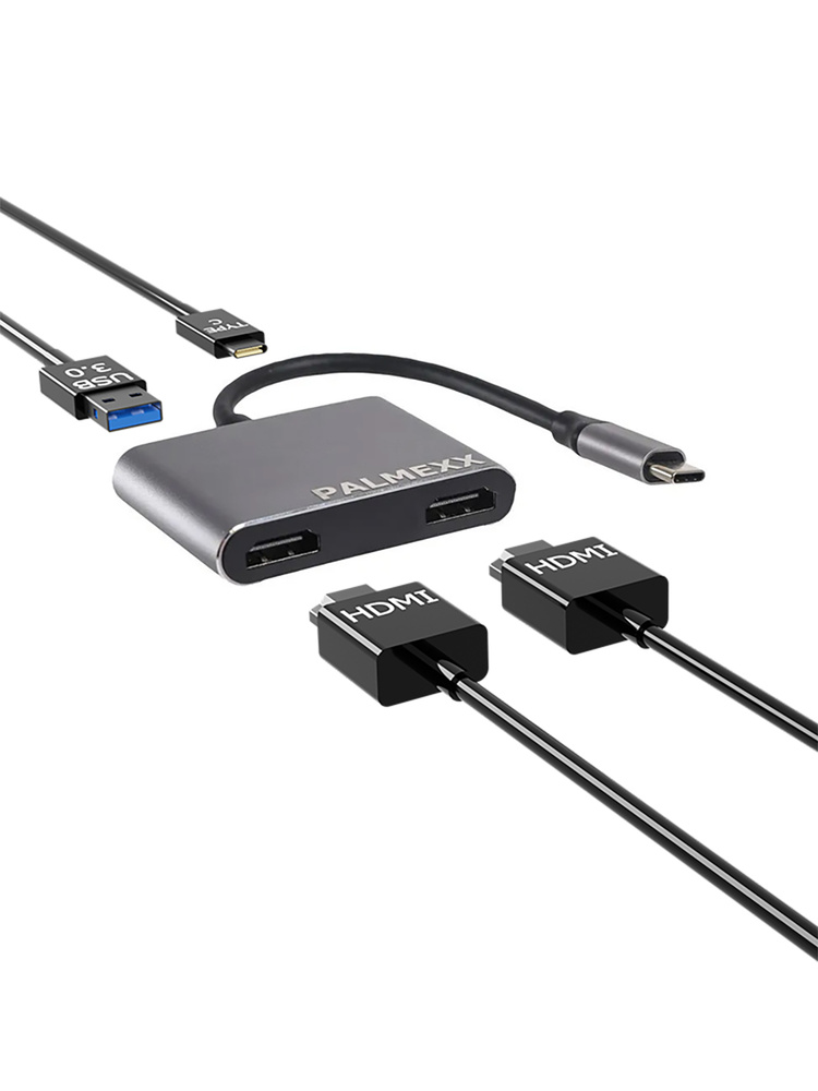 Адаптер-переходник (Хаб) PALMEXX 4 в 1 USB-C (Type-c) to 2*HDMI+USB3.0+USBC #1