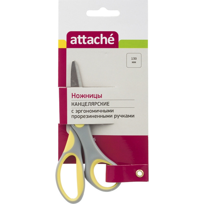 Ножницы детские Attache, 130 мм, с пластиковыми прорезиненными ассимитричными ручками  #1