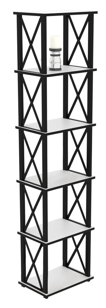 Стеллаж Лофт-6 30х30х182 Белый / Черный, MAKEMEBEL0025 #1