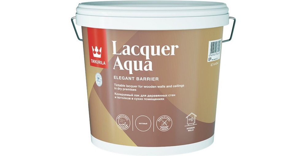 TIKKURILA EURO LACQUER AQUA / Тиккурила Лакер Аква лак интерьерный, антисептирующий, защитный, матовый #1