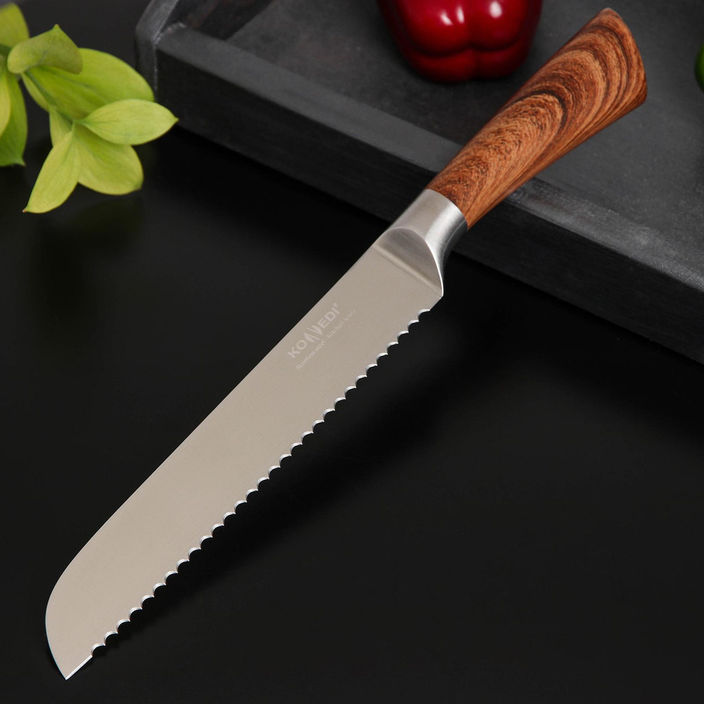 Нож кухонный для хлеба Доляна "Forest", длина лезвия 20 см, нержавеющая сталь  #1