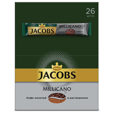 Кофе растворимый JACOBS Millicano, сублимированный, КОМПЛЕКТ 26 пакетиков по 1,8 г  #1