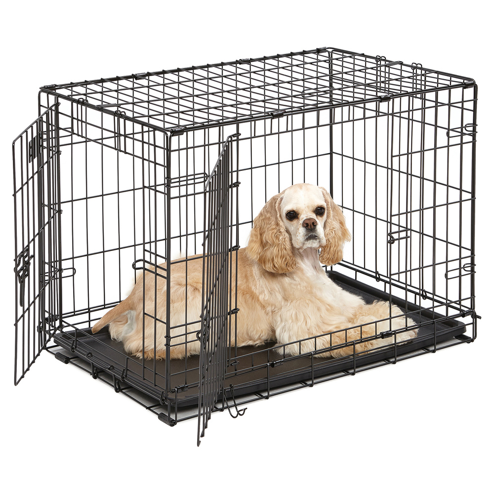 Клетка MidWest iCrate для собак 76х48х53h см, 2 двери, черная + подарок пеленка  #1