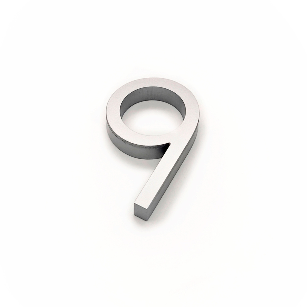 Объемная Цифра на дверь на клейкой основе " 9 " размер 7,5см, цвет: серый  #1