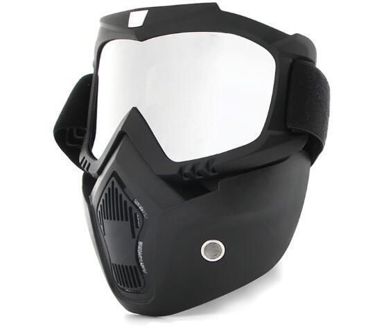 Очки маска GXT с защитой лица для мотокросса, снегохода, эндуро, ATV, сноуборда (маска), черные, хром #1