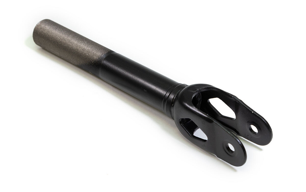 Вилка для трюкового самоката 100мм х1-1/8", стальная резьбовая, шток 200мм, матовая черная  #1