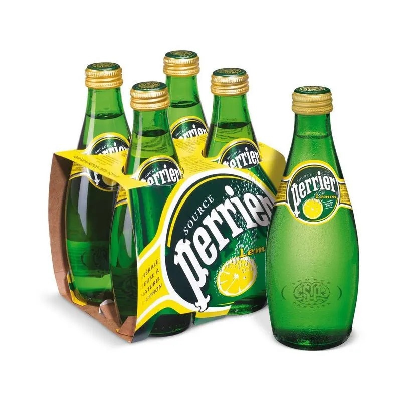 Вода минеральная Perrier (Перье) со вкусом лимона 4 шт. по 0.33 л, газированная, стекло  #1