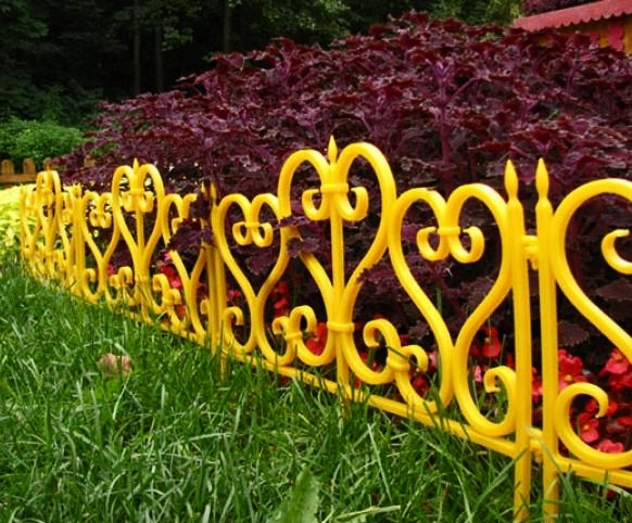 Забор декоративный МастерСад Ажурное желтый 3 метра / бордюр пластиковый для сада / Ограждение для клумб #1