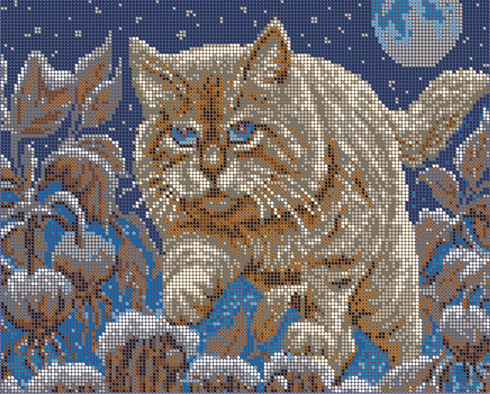 Набор для вышивания "Вышивочка" чешский бисер, картина "Лунный кот", 30х24  #1
