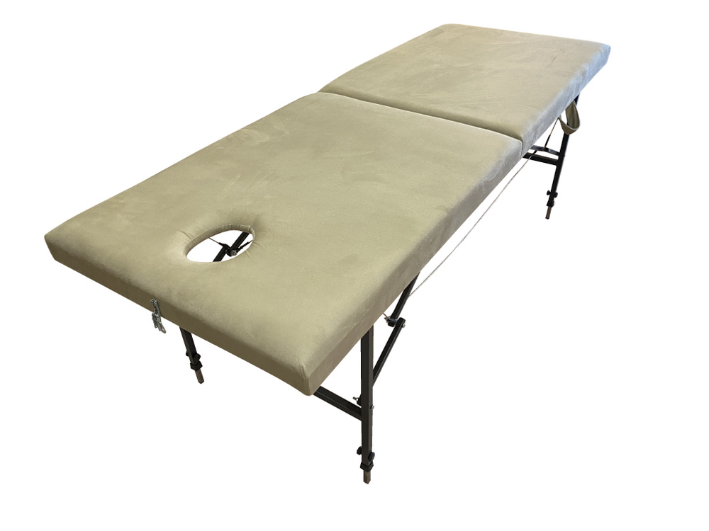 Массажный стол складной 190х70 и регулировкой высоты 65-85 см Хаки Велюр Fabric-stol  #1