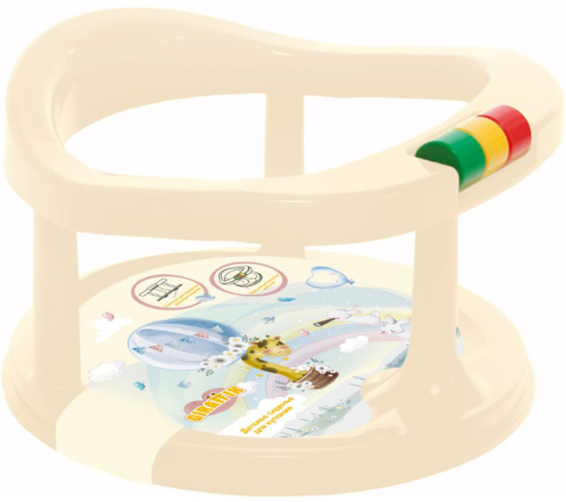 Стульчик для купания детский Полимербыт Giraffix на присосках пластик светло-бежевый 29х30х19см  #1