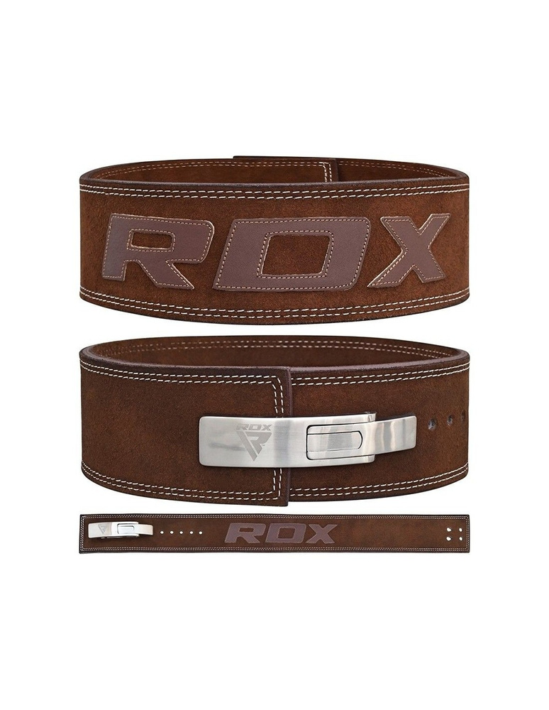 Пояс для тяжелой атлетики из натуральной кожи и замши RDX BELT PRO LIVER BUCKLE BROWN LEATHER 4 слоя #1