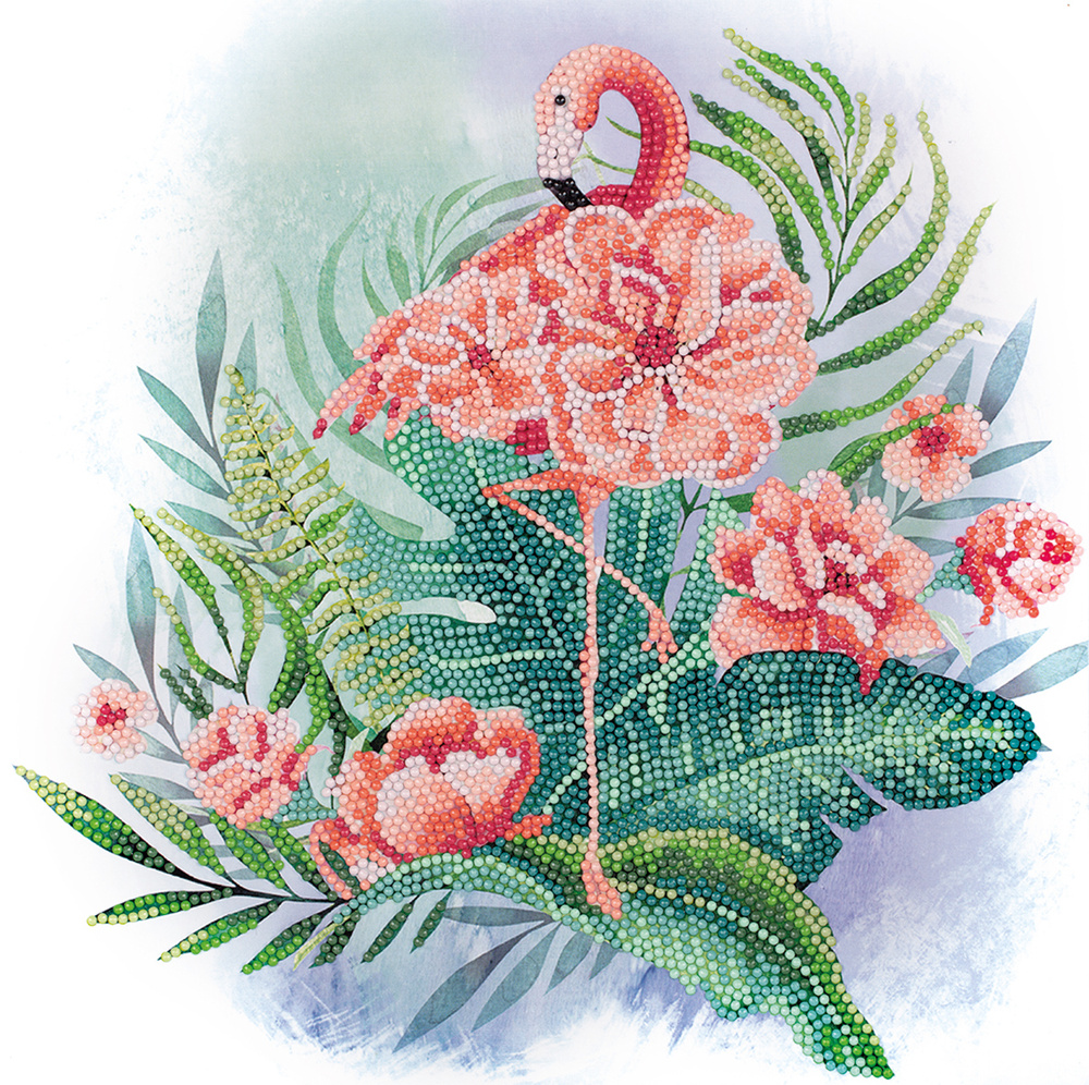 Набор ФРЕЯ кристальная (алмазная) мозаика ALBP-281 постер "Тропический фламинго" 30х30 см  #1